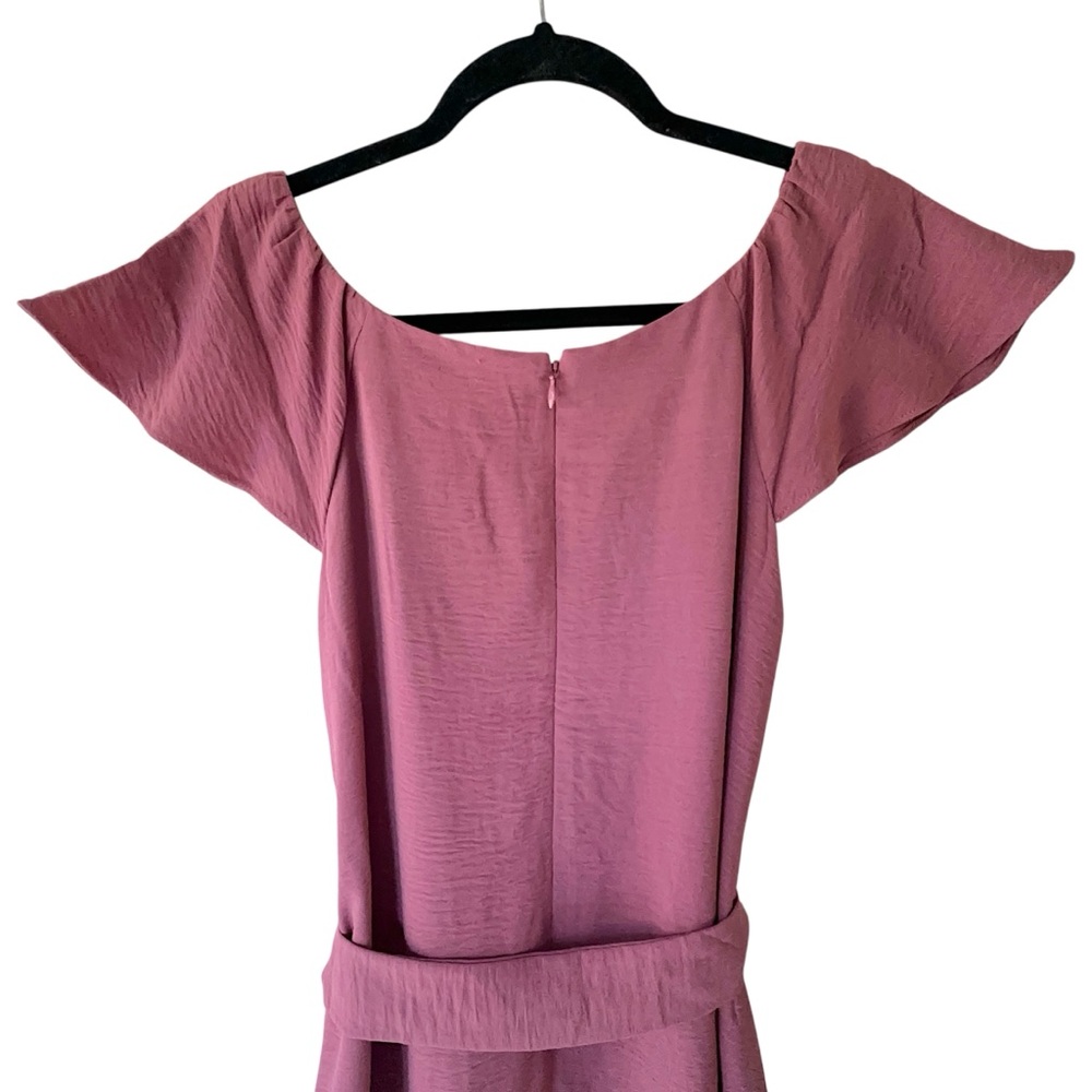 NWT DKNY FLUTTER SLEEVE DRESS RUFFLE HEM TIE WAIST ROSE | SIZE 4 - Picture 6 of 9